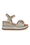 Weiße Ledersandalen mit Kette und Keilabsatz Made in Italy Pittarello Class 21249