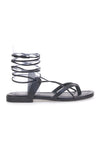 Schwarze Sklavensandalen aus echtem Leder FIRST ROW 711