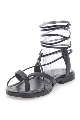 Schwarze Sklavensandalen aus echtem Leder FIRST ROW 711