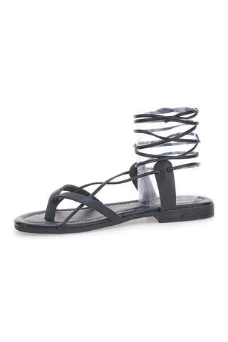 Schwarze Sklavensandalen aus echtem Leder FIRST ROW 711