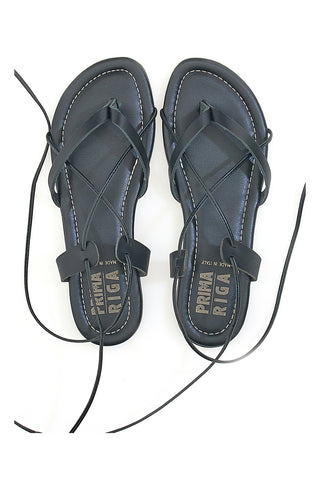 Schwarze Sklavensandalen aus echtem Leder FIRST ROW 711