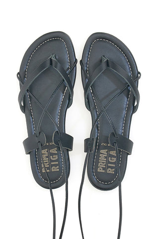Schwarze Sklavensandalen aus echtem Leder FIRST ROW 711