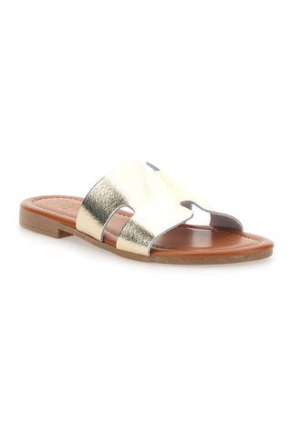 Platin-Slipper mit Obermaterial aus Leder, hergestellt in Italien, Prima Riga 02