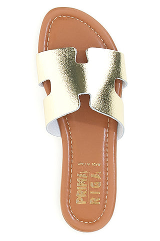 Platin-Slipper mit Obermaterial aus Leder, hergestellt in Italien, Prima Riga 02