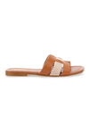 Orange flache Hausschuhe mit Obermaterial aus Leder, hergestellt in Italien, First Row 201