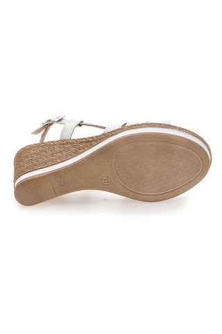 Weiße und platinfarbene Sandalen mit Keilabsatz 9 cm PITTARELLO LOOK MK3226228