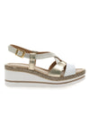 Weiße und beige Sandale mit mittlerem Keilabsatz PITTARELLO LOOK MK3234109