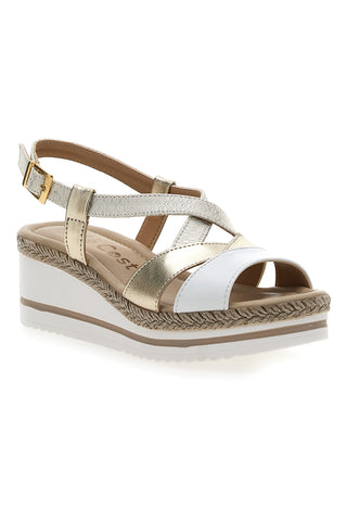 Weiße und beige Sandale mit mittlerem Keilabsatz PITTARELLO LOOK MK3234109