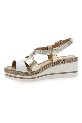 Weiße und beige Sandale mit mittlerem Keilabsatz PITTARELLO LOOK MK3234109