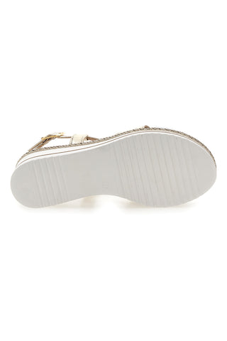 Weiße und beige Sandale mit mittlerem Keilabsatz PITTARELLO LOOK MK3234109