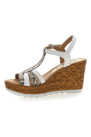 Weiße Sandalen mit Animal-Print und Keilabsatz PITTARELLO LOOK MK31241