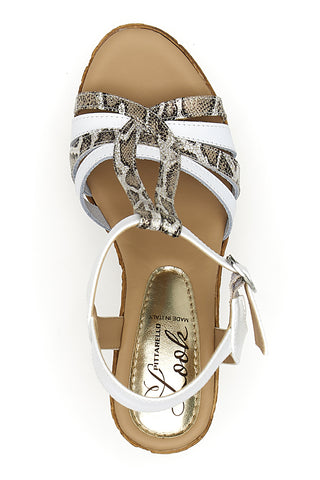 Weiße Sandalen mit Animal-Print und Keilabsatz PITTARELLO LOOK MK31241