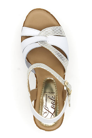 Weiße und goldene Sandalen mit hohem Keilabsatz PITTARELLO LOOK MK24731