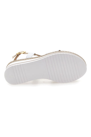 Weiße und platinfarbene Sandale mit mittlerem Keilabsatz PITTARELLO LOOK DC611109