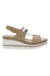 Weiße und beige Sandale mit mittlerem Keilabsatz PITTARELLO LOOK MK3313109
