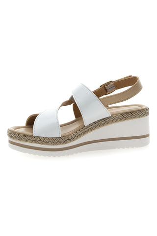 Weiße und beige Sandale mit mittlerem Keilabsatz PITTARELLO LOOK MK3313109