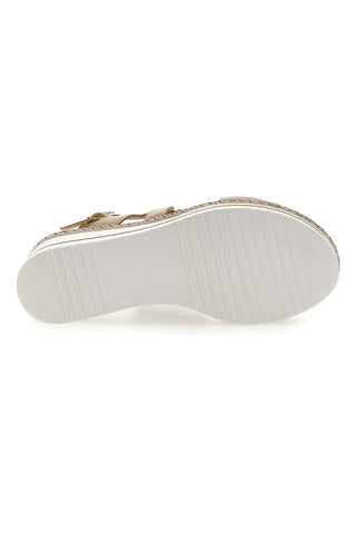 Weiße und beige Sandale mit mittlerem Keilabsatz PITTARELLO LOOK MK3313109