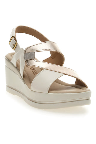 Champagner-Sandalen mit Keilabsatz 7 cm PITTARELLO LOOK MK3313258