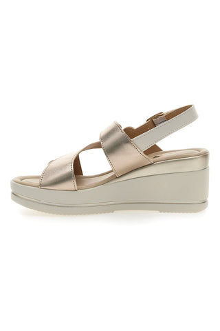 Champagner-Sandalen mit Keilabsatz 7 cm PITTARELLO LOOK MK3313258