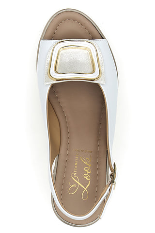 Sandali bianchi con zeppa e maxi fibbia Pittarello Look MK3197352