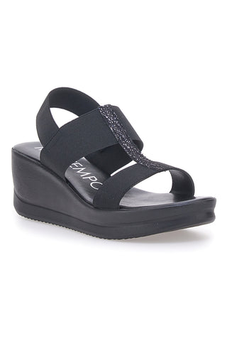 Schwarze Keilsandalen Stretch MIO TEMPO 2210/9738