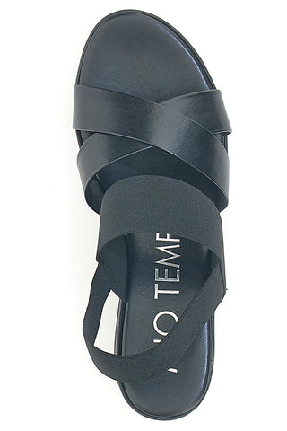 Sandali Neri con Elastico Posteriore e Fasce Incrociate MIO TEMPO 2205/9738