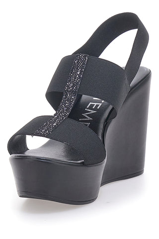 Schwarze Sandalen mit Glitzer und Plateau MIO TEMPO 3132/J1054