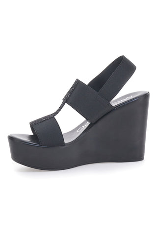 Schwarze Sandalen mit Glitzer und Plateau MIO TEMPO 3132/J1054