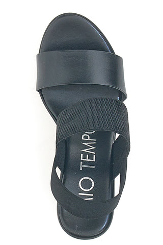 Schwarze Sandalen mit elastischer Rückseite und Plateau MIO TEMPO 3094/J1054