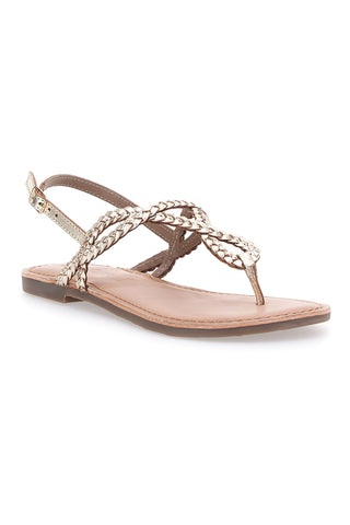 Cafè Cost 95105 Platin geflochtene Sandalen mit niedrigem Riemen
