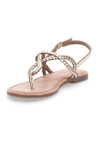 Cafè Cost 95105 Platin geflochtene Sandalen mit niedrigem Riemen