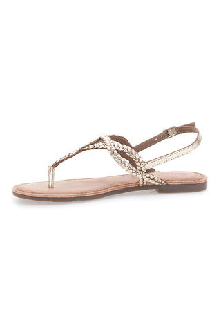 Cafè Cost 95105 Platin geflochtene Sandalen mit niedrigem Riemen