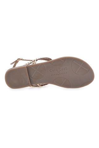 Cafè Cost 95105 Platin geflochtene Sandalen mit niedrigem Riemen