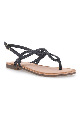 Cafè Cost 95105 Schwarze Sandalen mit niedrigem geflochtenem Riemen