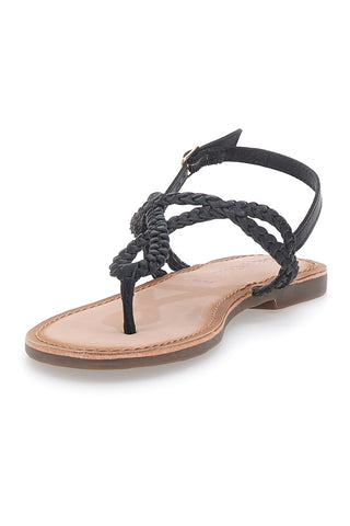 Cafè Cost 95105 Schwarze Sandalen mit niedrigem geflochtenem Riemen