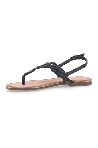Cafè Cost 95105 Schwarze Sandalen mit niedrigem geflochtenem Riemen