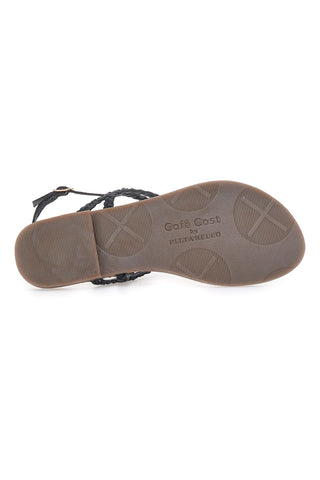 Cafè Cost 95105 Schwarze Sandalen mit niedrigem geflochtenem Riemen