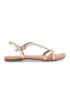 Goldene niedrige Sandalen mit gekreuzten Riemen Cafè Cost 95101