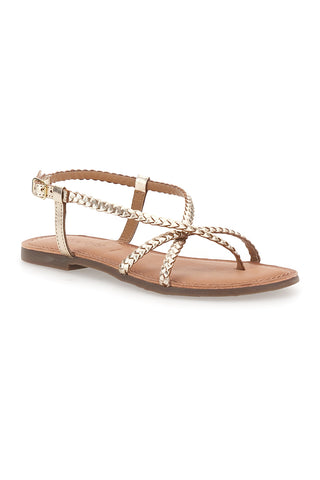Goldene Sandalen mit Webmuster und Knöchelriemen CAFÈ COST 95110