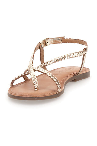 Goldene Sandalen mit Webmuster und Knöchelriemen CAFÈ COST 95110