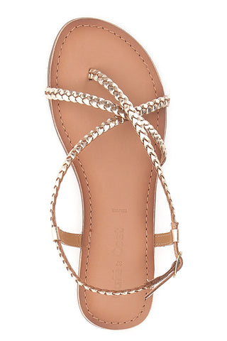 Goldene Sandalen mit Webmuster und Knöchelriemen CAFÈ COST 95110