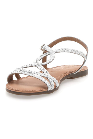 Weiße Sandalen mit dünnen Riemchen und Knöchelriemen CAFÈ COST 95156