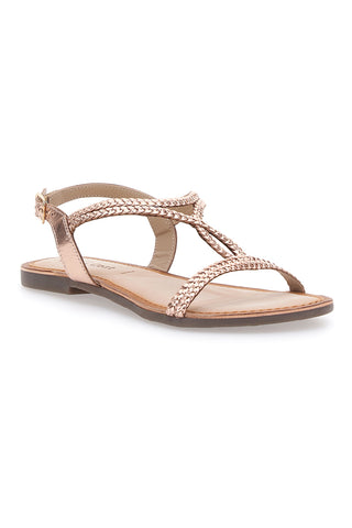 Niedrige Sandalen in Roségold mit gewebten Details Cafè Cost 95158