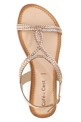 Niedrige Sandalen in Roségold mit gewebten Details Cafè Cost 95158