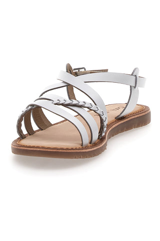 Weiße Sandalen mit gewebten Riemen CAFE' COST 95160