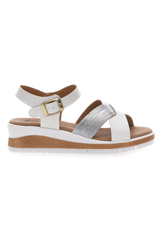 Sandali bianchi e argento con plantare comfort Bio Up 402