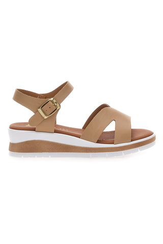 Sandali beige con plantare anatomico e cinturino Bio Up 403