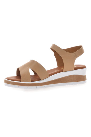 Beige Sandalen mit anatomischem Fußbett und Riemen Bio Up 403