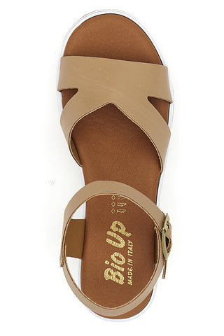 Beige Sandalen mit anatomischem Fußbett und Riemen Bio Up 403