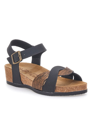 Sandali neri con zeppa e cinturino Bio Up 306